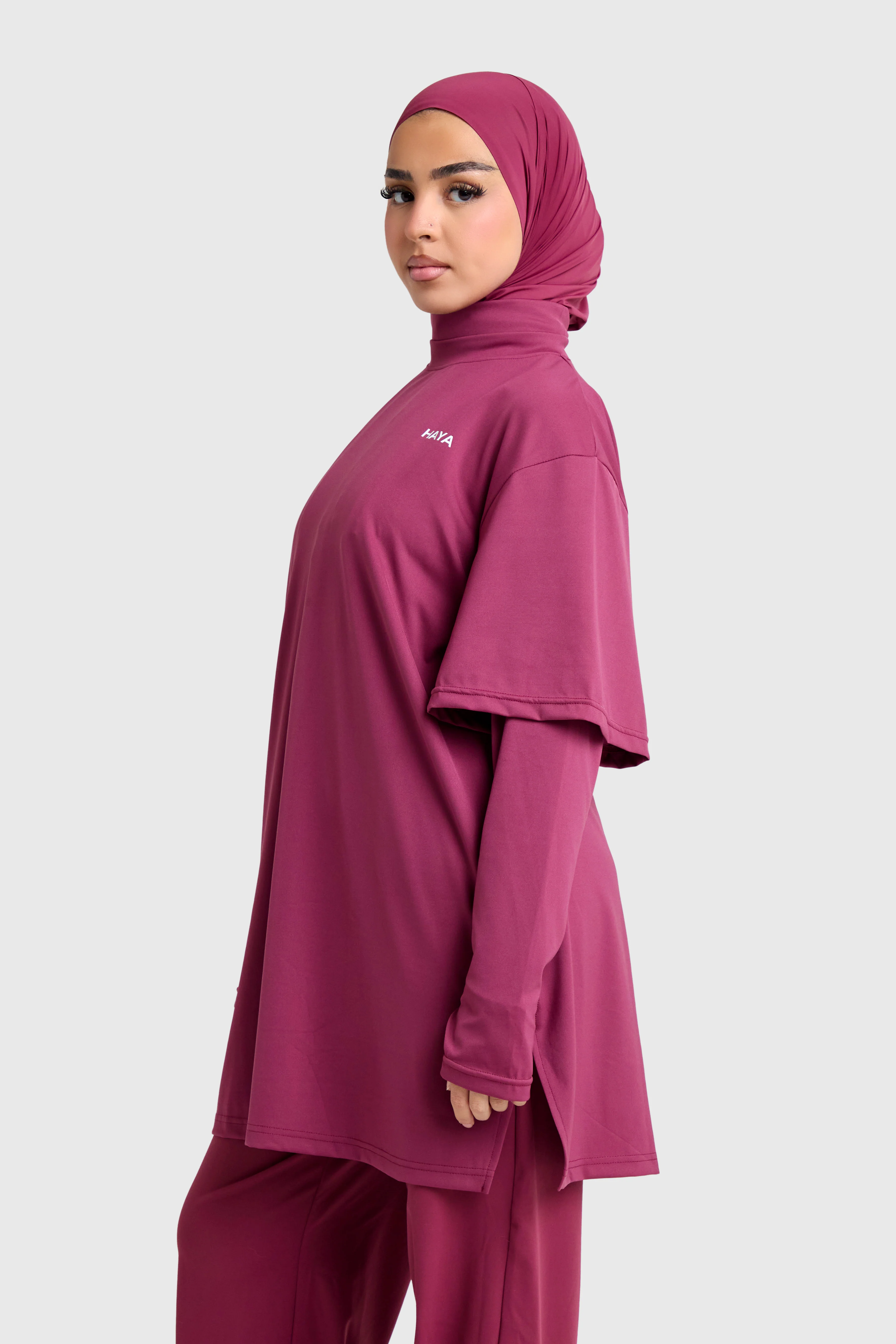 Oversized Active Tee - Burgundy - Image 14