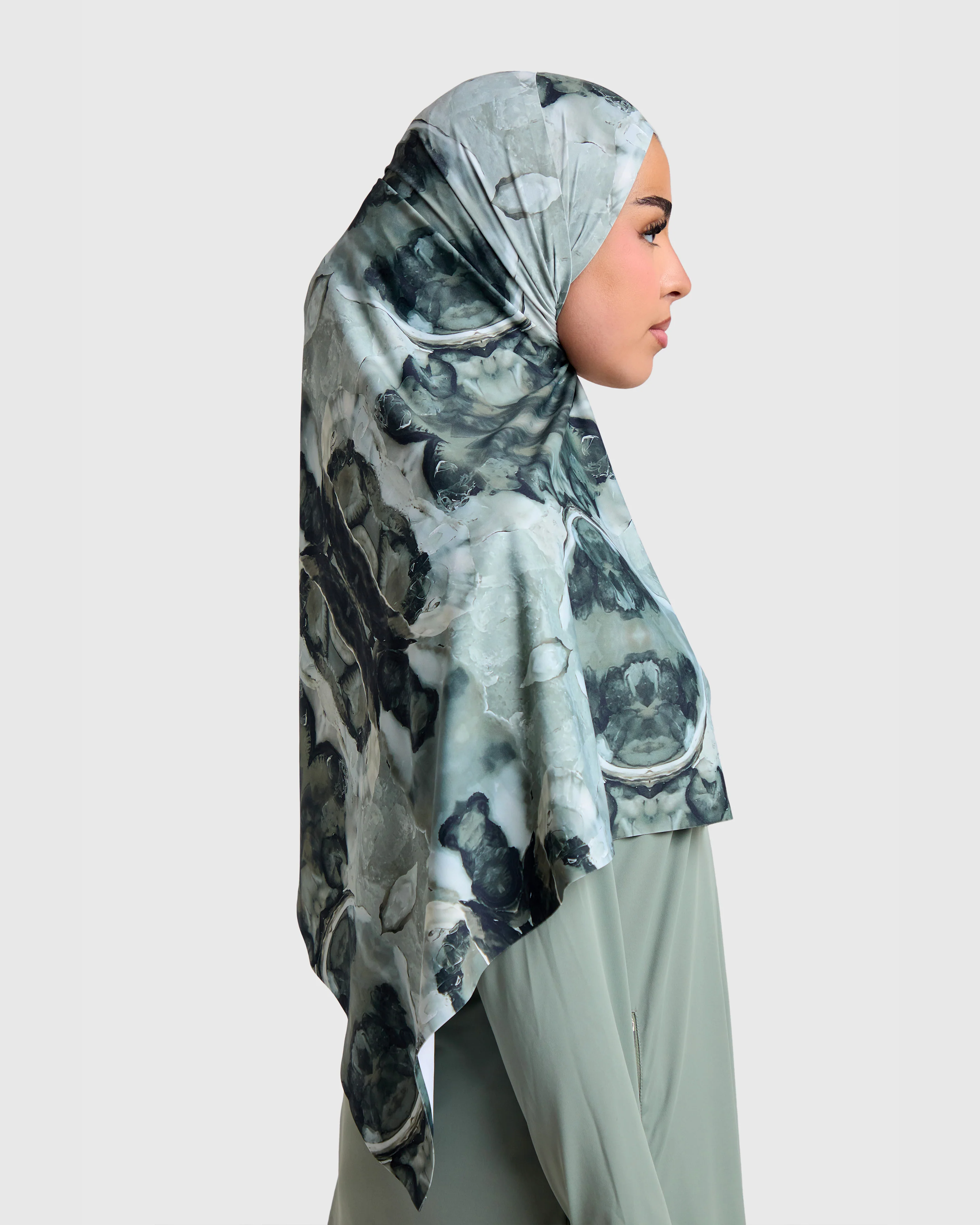 Printed Sports Hijab - Smoke - Image 3