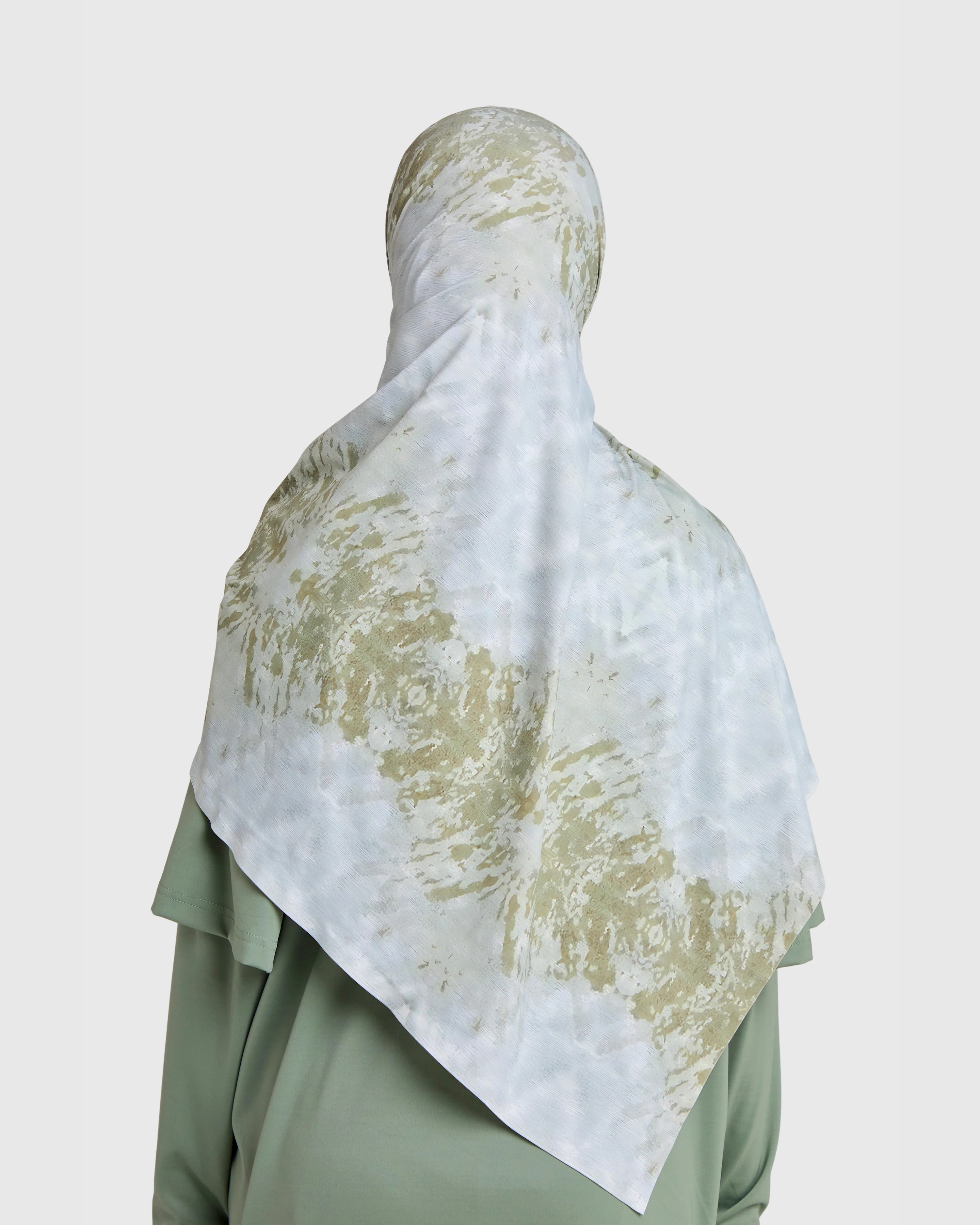 Printed Sports Hijab - Olive - Image 2